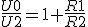 \frac{U0}{U2} = 1+\frac{R1}{R2}